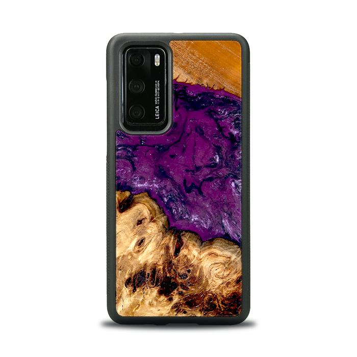 Etui na telefon Huawei P40 wykonane z żywicy i drewna - Synergy#D130