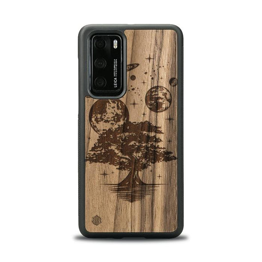 Huawei P40 Handyhülle aus Holz – Galaktischer Garten