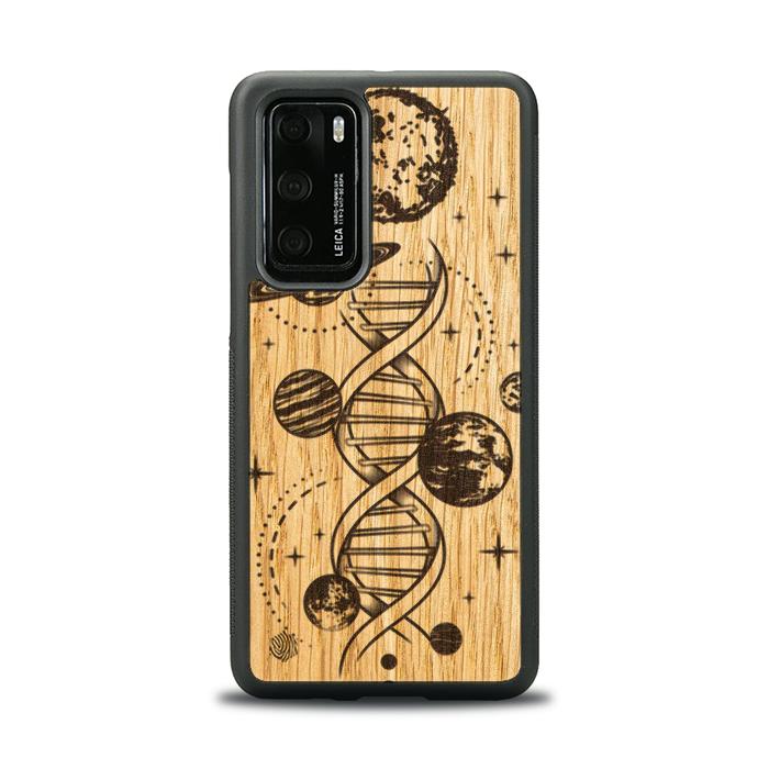 Drewniane Etui na Telefon Huawei P40 - Space DNA (Dąb)