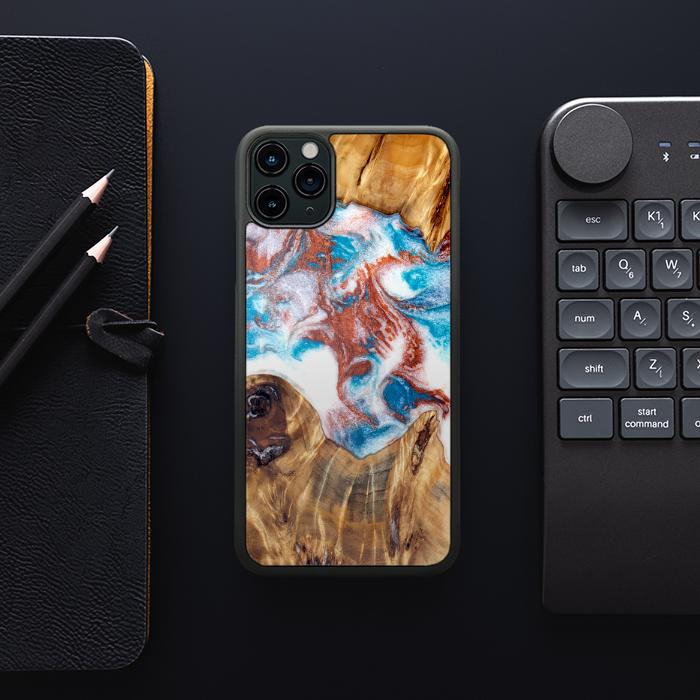 iPhone 11 Pro Max Etui na telefon z żywicy i drewna - Synergy#D125