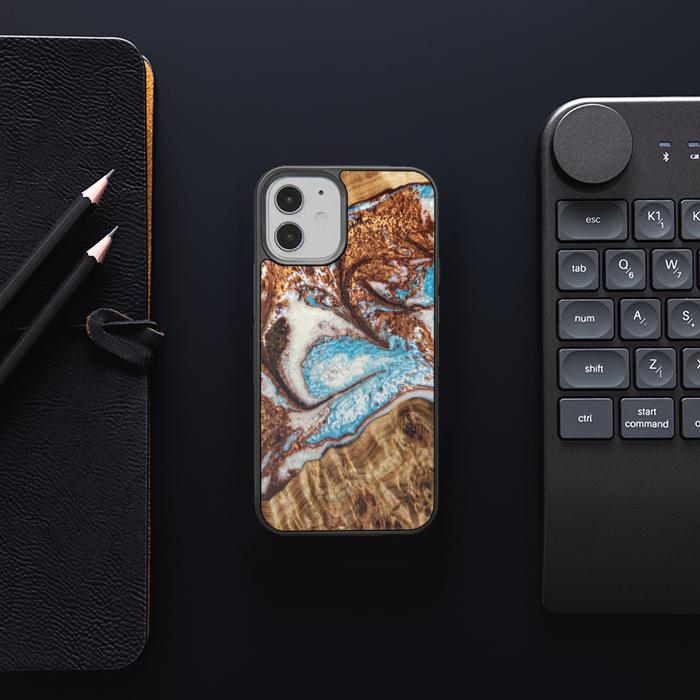 iPhone 12 Mini Etui na telefon z żywicy i drewna - Synergy#B11