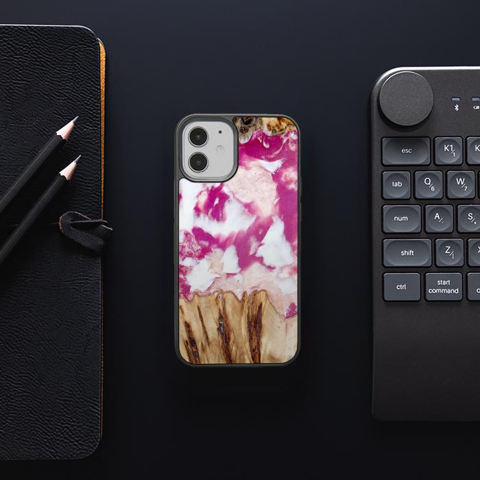 iPhone 12 Mini Etui na telefon z żywicy i drewna - Synergy#D124