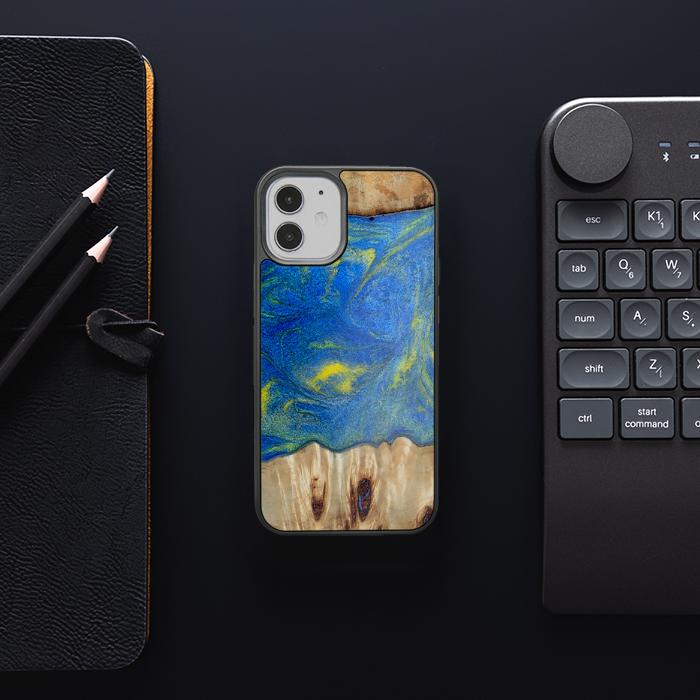 iPhone 12 Mini Etui na telefon z żywicy i drewna - Synergy#D128
