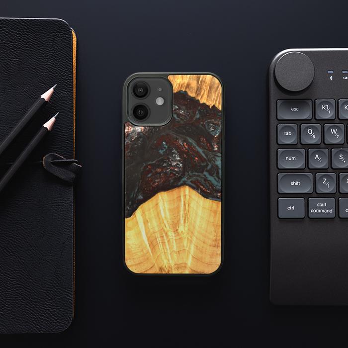 iPhone 12 etui na telefon z żywicy i drewna - SYNERGY#B42