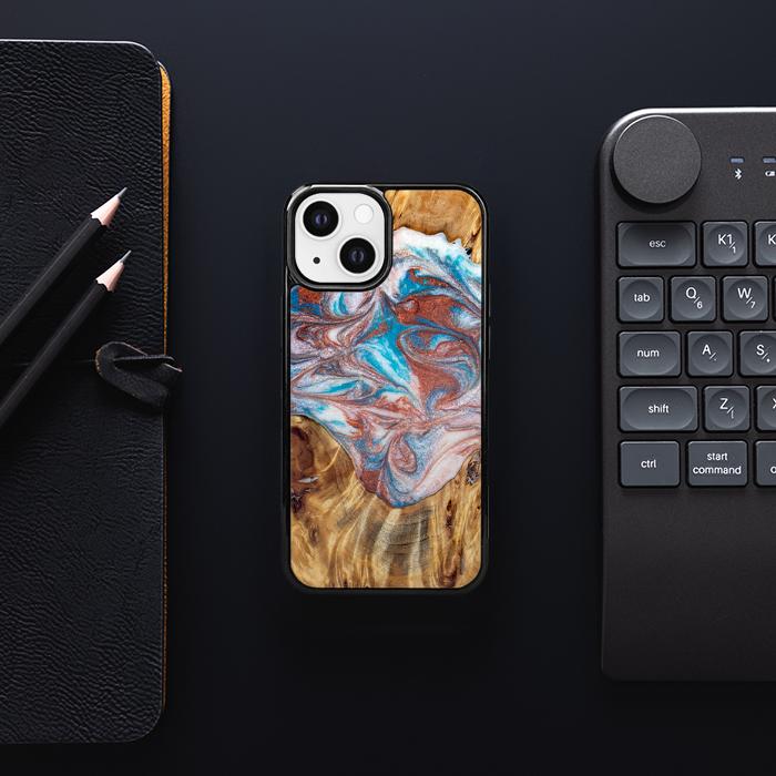 iPhone 13 Mini Etui na telefon z żywicy i drewna - Synergy#D138