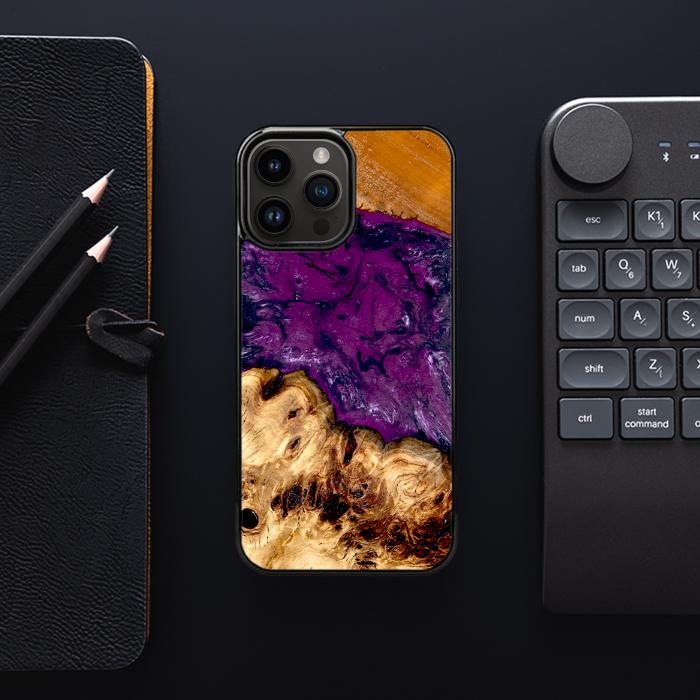 iPhone 14 Pro Max Etui na telefon z żywicy i drewna - Synergy#D130