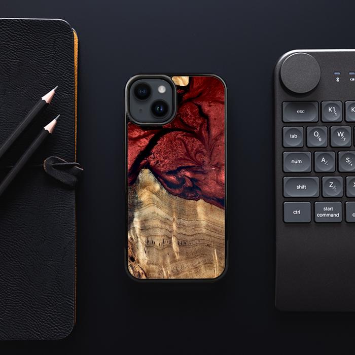iPhone 14 etui na telefon z żywicy i drewna - Synergy#D122