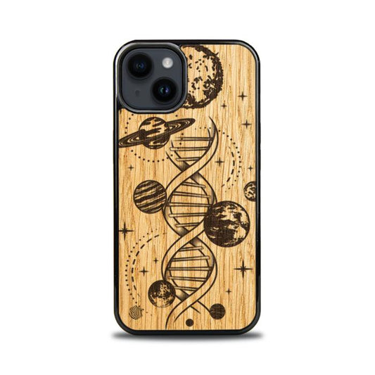 iPhone 14 Handyhülle aus Holz – Space DNA (Eiche)