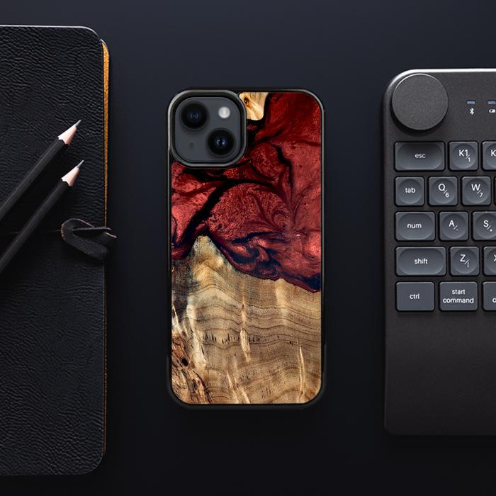 iPhone 15 Plus Etui na telefon z żywicy i drewna - Synergy#D122