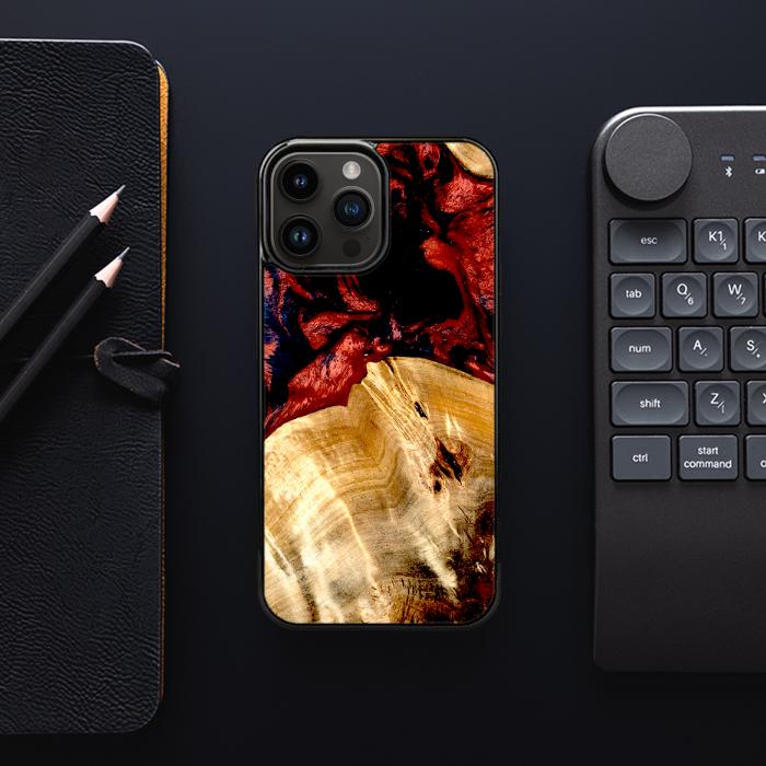 iPhone 15 Pro Max Etui na telefon z żywicy i drewna - Synergy#D117