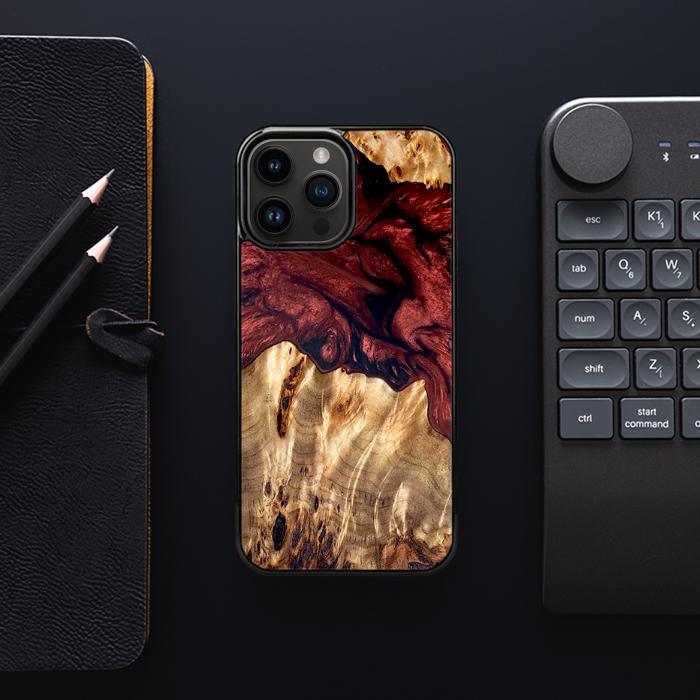 iPhone 15 Pro Max Etui na telefon z żywicy i drewna - Synergy#D121