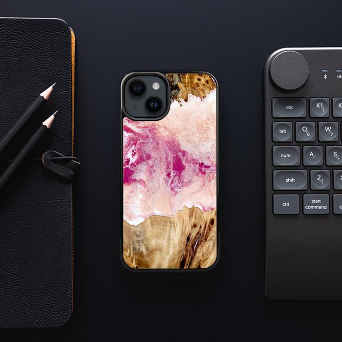 iPhone 15 etui na telefon z żywicy i drewna - Synergy#D119