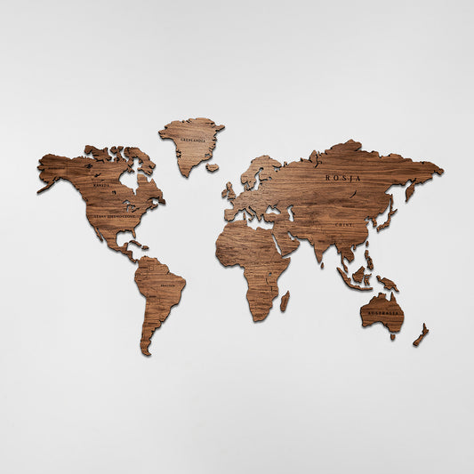Wooden Magnetic World Map Oiled Walnut | Polish