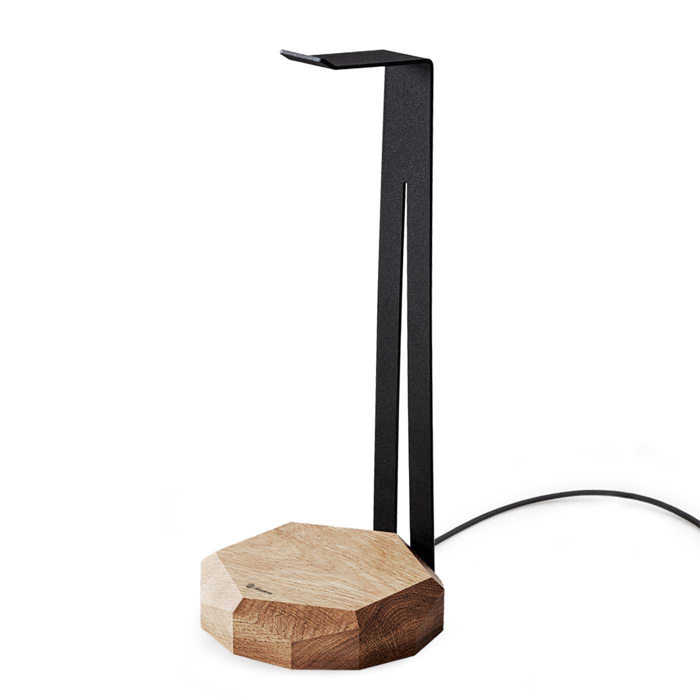 Headphone Stand With Wireless Charger Oak