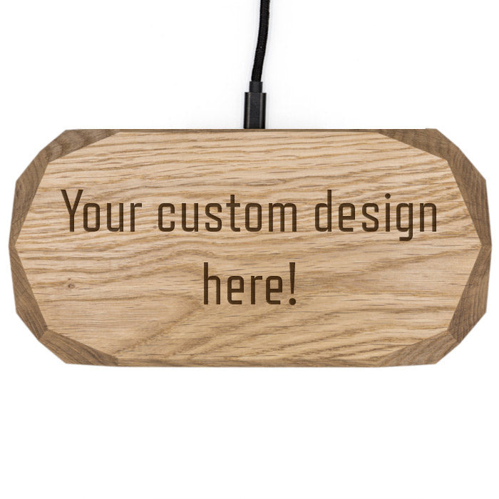 Personalized Double Wooden Wireless Charger Oak