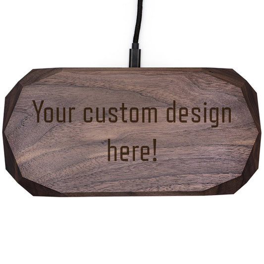 Personalized Double Wooden Wireless Charger Walnut