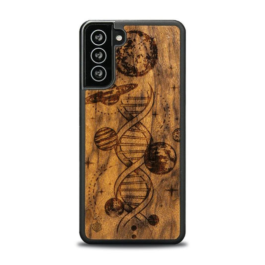 Samsung Galaxy S21 FE Handyhülle aus Holz - Space DNA (Imbuia)