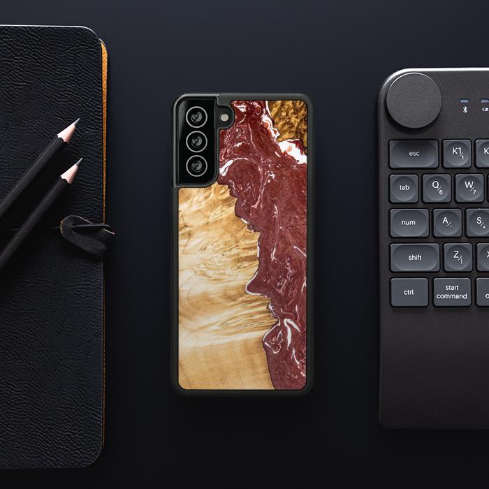 Etui na telefon Samsung Galaxy S21 wykonane z żywicy i drewna - SYNERGY#316