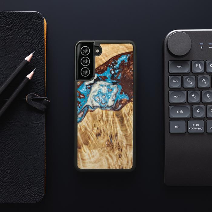 Etui na telefon Samsung Galaxy S21 wykonane z żywicy i drewna - SYNERGY#B12