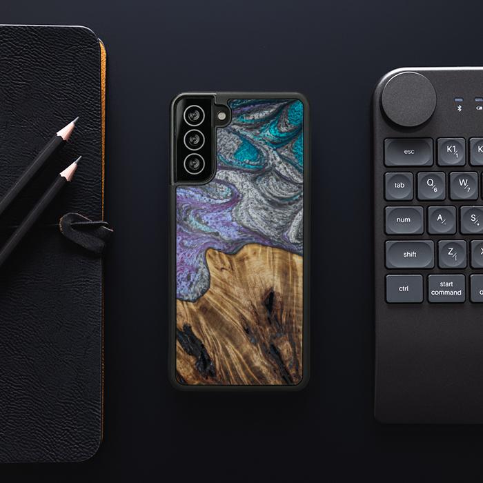 Etui na telefon Samsung Galaxy S21 wykonane z żywicy i drewna - SYNERGY#C47