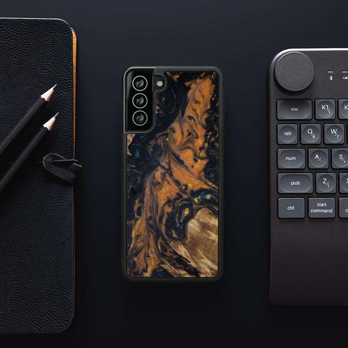 Etui na telefon Samsung Galaxy S21 wykonane z żywicy i drewna - Synergy#162