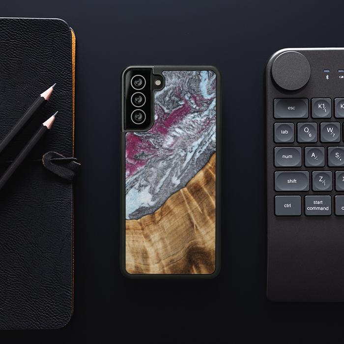 Etui na telefon Samsung Galaxy S21 wykonane z żywicy i drewna - Synergy#C12