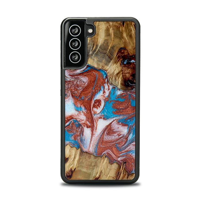 Etui na telefon Samsung Galaxy S21 wykonane z żywicy i drewna - Synergy#D103