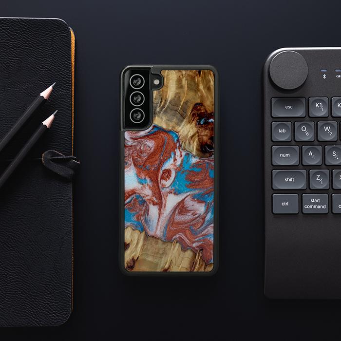 Etui na telefon Samsung Galaxy S21 wykonane z żywicy i drewna - Synergy#D103