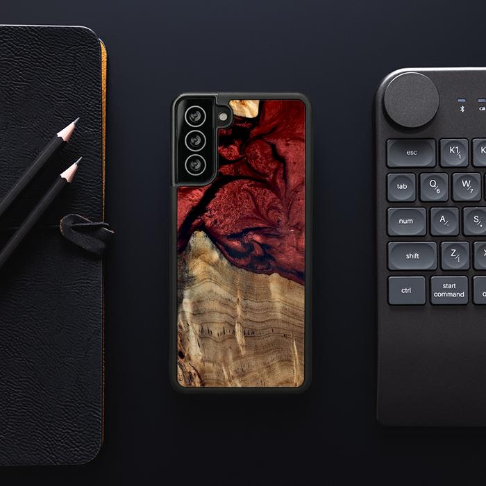 Etui na telefon Samsung Galaxy S21 wykonane z żywicy i drewna - Synergy#D122