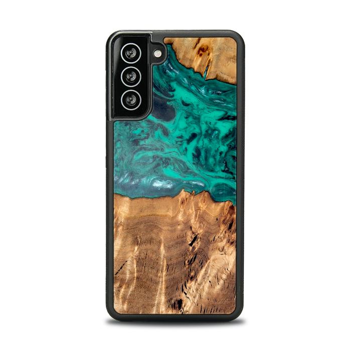 Etui na telefon Samsung Galaxy S21 wykonane z żywicy i drewna - Synergy#D133
