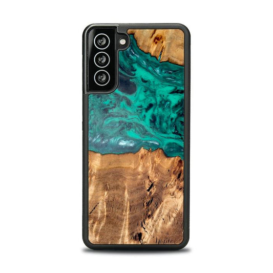 Etui na telefon Samsung Galaxy S21 wykonane z żywicy i drewna - Synergy#D133