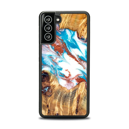 Samsung Galaxy S21 Handyhülle aus Harz und Holz - Synergy#D137