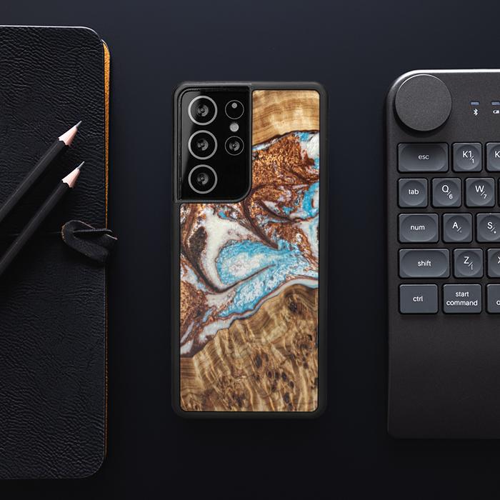 Samsung Galaxy S21 Ultra Etui na telefon z żywicy i drewna - Synergy#B11