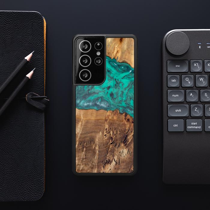 Samsung Galaxy S21 Ultra Etui na telefon z żywicy i drewna - Synergy#D111