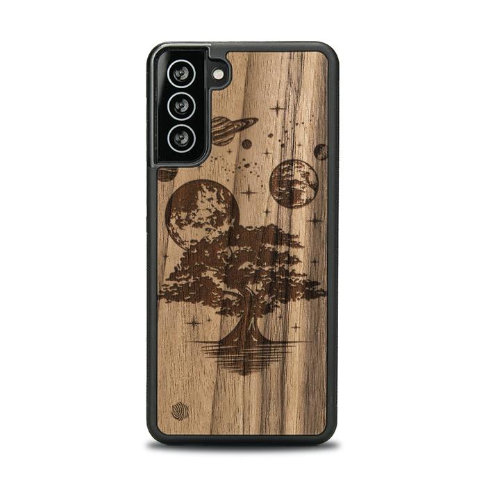 Samsung Galaxy S21 Handyhülle aus Holz – Galaktischer Garten