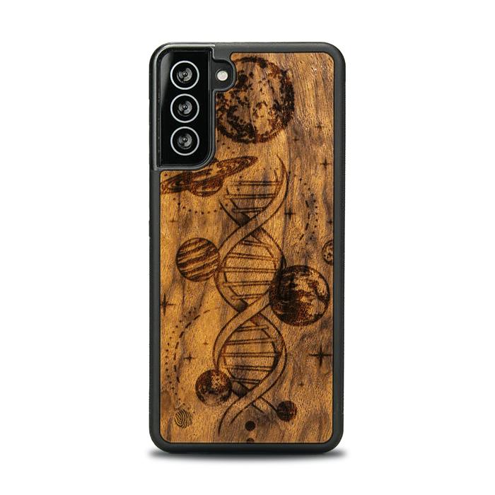 Samsung Galaxy Drewniane Etui na Telefon S21 - Kosmiczne DNA (Imbuia)
