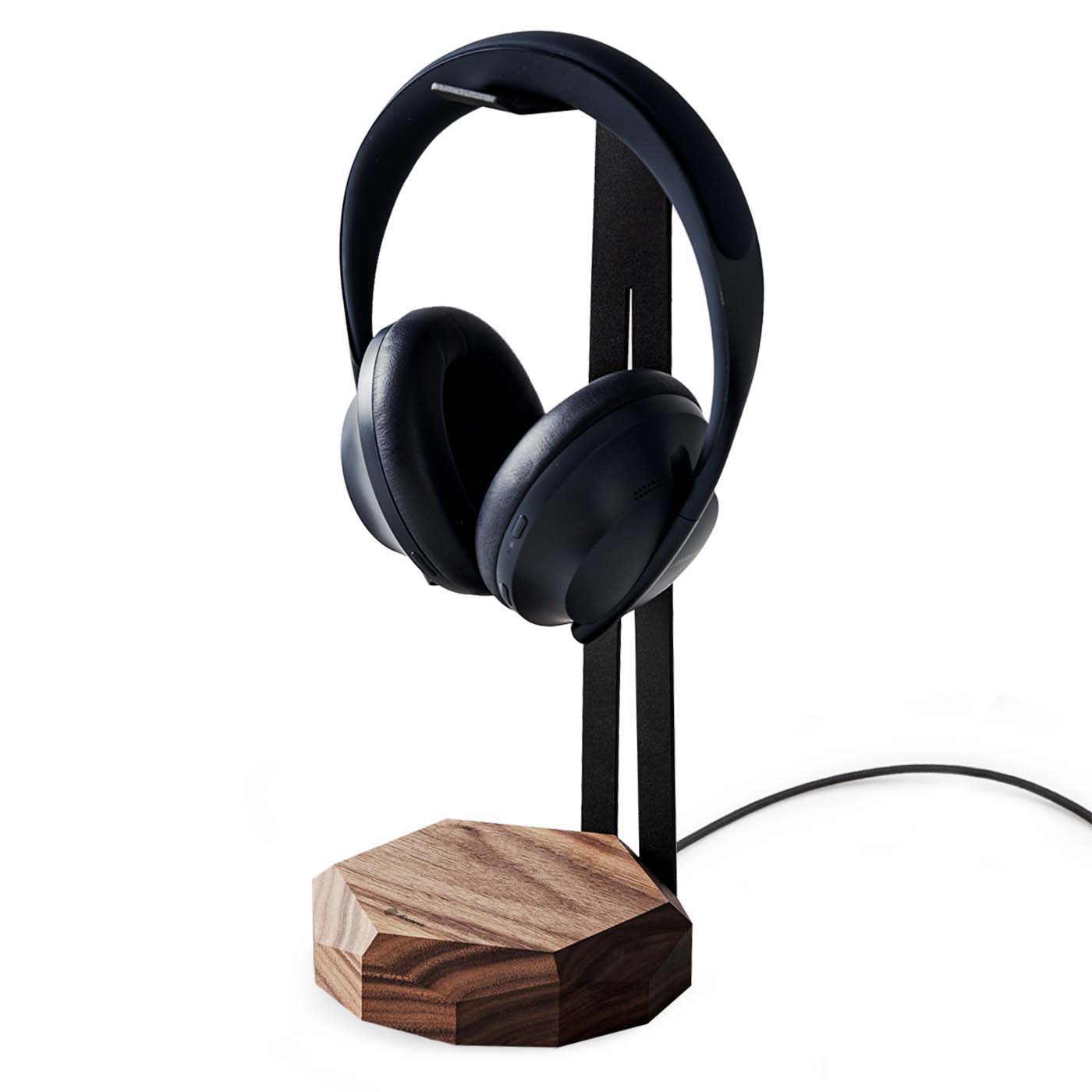 Headphone Stand With Wireless Charger American Walnut