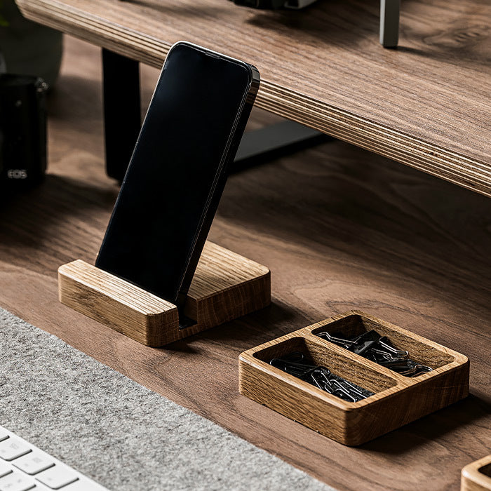 Square Organizer Phone Stand Oak