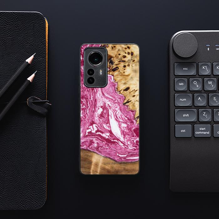 Etui na telefon Xiaomi 12 / 12X z żywicy i drewna - Synergy#129